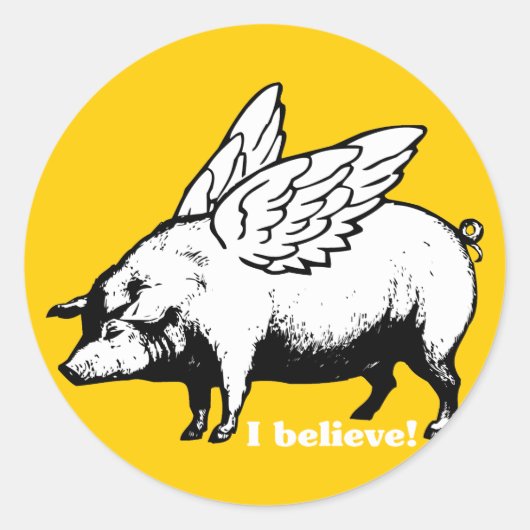 Ik geloof - als varkens konden vliegen ronde sticker (Voorkant)