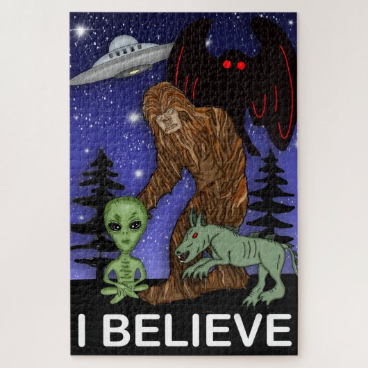 Ik geloof | Big Foot Alien Mothman UFO Chupacabra Legpuzzel (Verticaal)