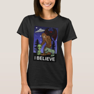 Ik geloof Big Foot Alien Mothman UFO Chupacabra T-shirt
