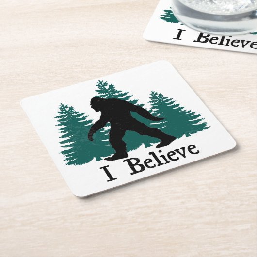 Ik geloof Bigfoot & Trees Kartonnen Onderzetters (Schuin)