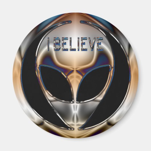 IK GELOOF CHROME ALIEN HEAD MAGNEET (Voorkant)