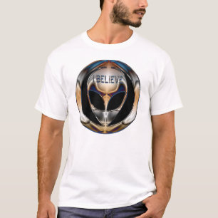 IK GELOOF CHROME ALIEN HEAD T-SHIRT