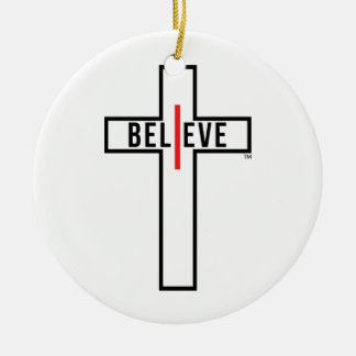IK GELOOF CROSS, CHRISTMAS ORNAMENT, (ROND) KERAMISCH ORNAMENT