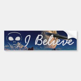 Ik geloof dat Aliens UFO-Bumpersticker Bumpersticker