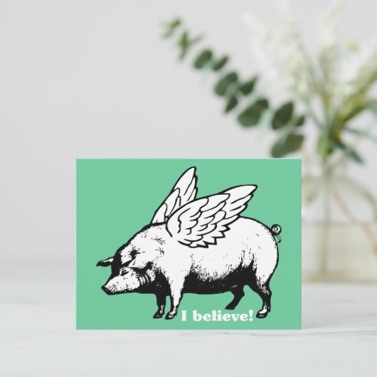 Ik geloof dat als varkens zouden kunnen vliegen briefkaart (Staand voorkant)
