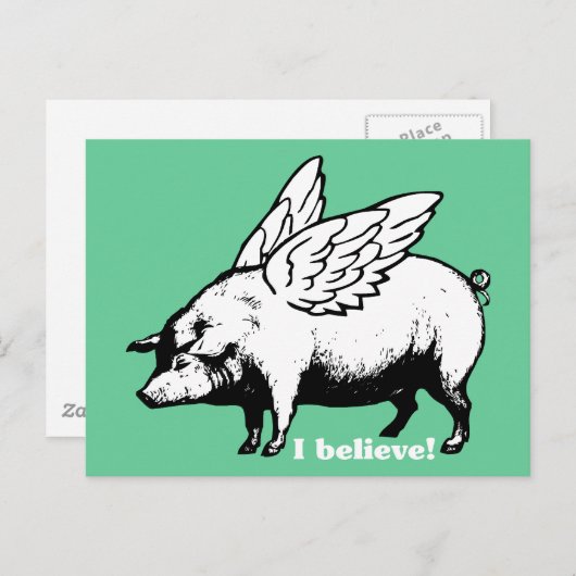 Ik geloof dat als varkens zouden kunnen vliegen briefkaart (Voorkant / Achterkant)