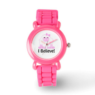 Ik geloof dat Cute Cartoon Girl Yeti Horloge