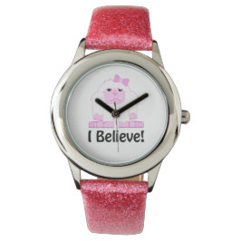 Ik geloof dat Cute Cartoon Girl Yeti Horloge