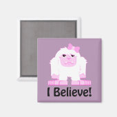 Ik geloof dat Cute Cartoon Girl Yeti Magneet (Voorkant / Achterkant)