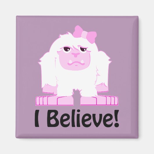 Ik geloof dat Cute Cartoon Girl Yeti Magneet (Voorkant)