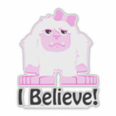 Ik geloof dat Cute Cartoon Girl Yeti Sticker (Voorkant)