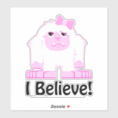 Ik geloof dat Cute Cartoon Girl Yeti Sticker (Vel)