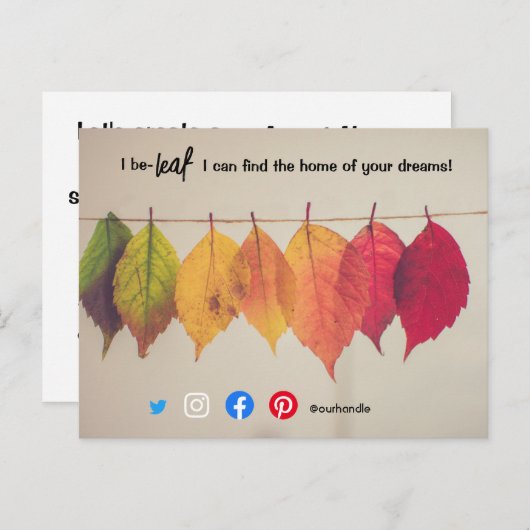 Ik geloof dat de verkoop van makelaarsmakelaarsmak briefkaart (Voorkant / Achterkant)