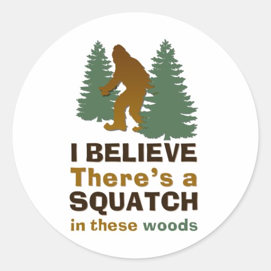 Ik geloof dat er een SQUATCH is in deze bossen Ronde Sticker (Voorkant)