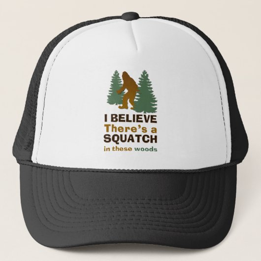 Ik geloof dat er een SQUATCH is in deze bossen Trucker Pet (Voorkant)