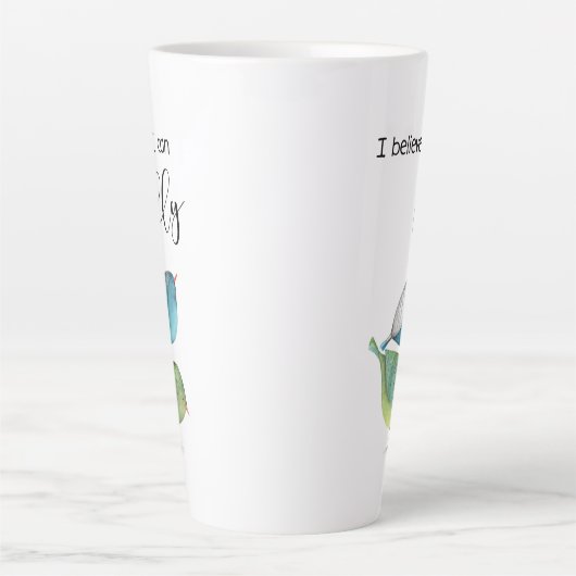 "Ik geloof dat ik kan vliegen" mok ontwerp (Voorkant)