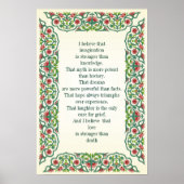 Ik geloof dat verbeelding een sterkere kennis is poster (Voorkant)