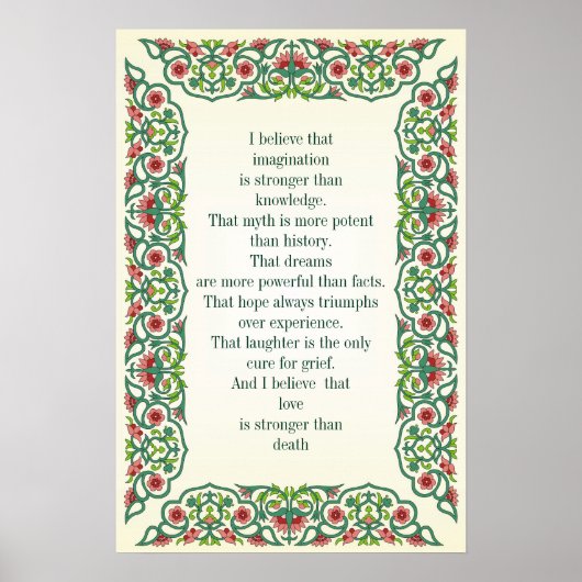 Ik geloof dat verbeelding een sterkere kennis is poster (Voorkant)