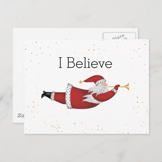 Ik geloof dat vliegende kerstman feestdagenkaart (Voorkant / Achterkant)