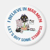 Ik geloof dat we in Mailmen wat postzegels moeten  Magneet (Voorkant)