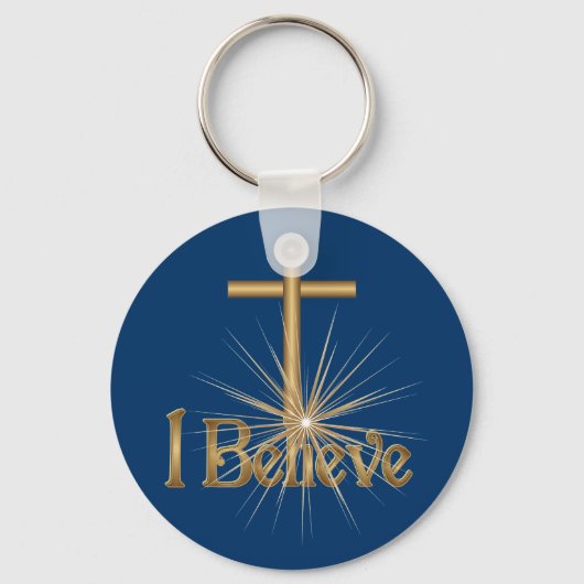 Ik geloof Gold star Cross Sleutelhanger (Voorkant)