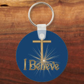 Ik geloof Gold star Cross Sleutelhanger (Voorkant)
