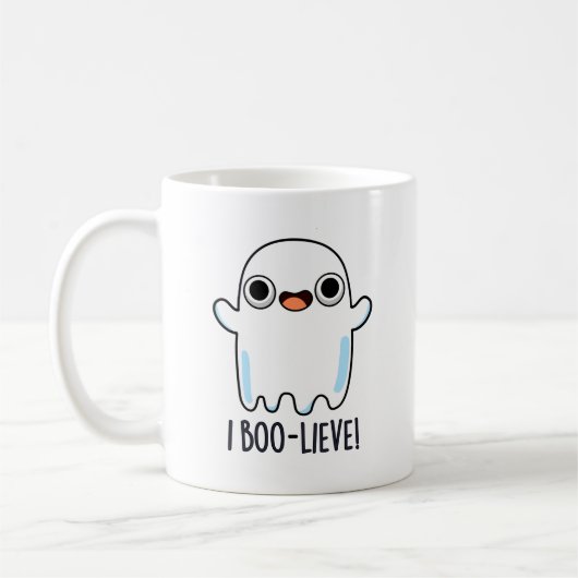 Ik geloof grappig positief Ghost Pun Koffiemok (Links)
