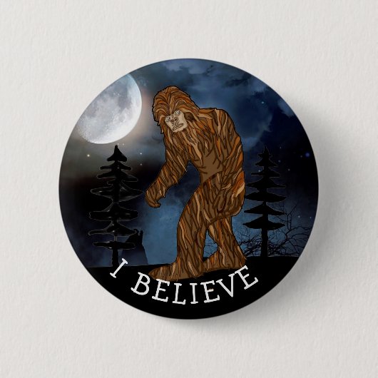 Ik geloof, grote voet sasquatch ronde button 5,7 cm (Voorkant)