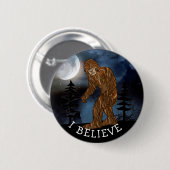 Ik geloof, grote voet sasquatch ronde button 5,7 cm (Voorkant /achterkant)