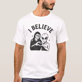 Ik geloof in Alien Bigfoot Vriendschap T-shirt