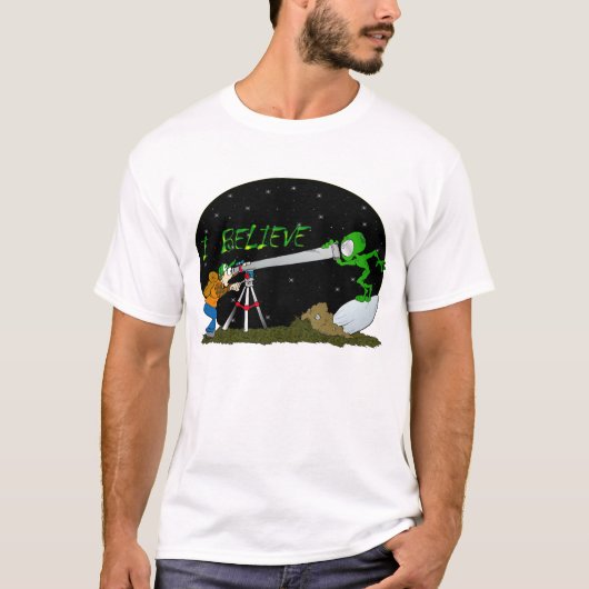 Ik geloof in ALIENS!! T-shirt (Voorkant)