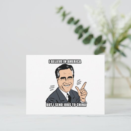 Ik geloof in Amerika, maar ik stuur banen naar Chi Briefkaart (Staand voorkant)