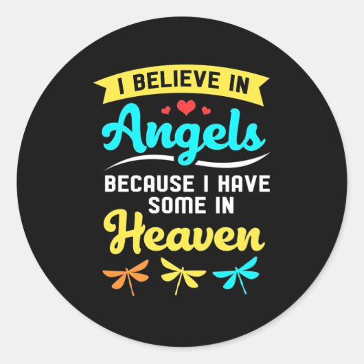 Ik geloof in Angels en libellen Ronde Sticker (Voorkant)