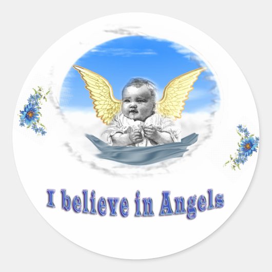 Ik geloof in Angels Ronde Sticker (Voorkant)