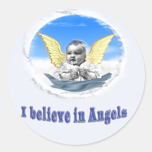 Ik geloof in Angels Ronde Sticker (Voorkant)