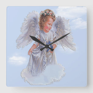 Ik geloof in Angels Square Wall Clock Vierkante Klok