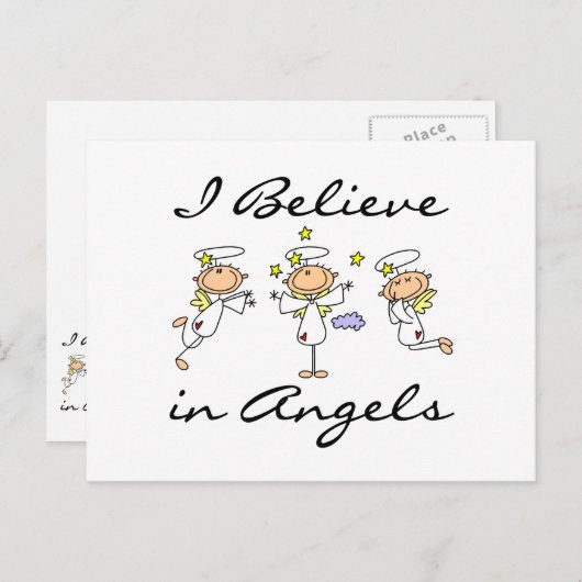 Ik geloof in Angels T-shirts en cadeautjes Briefkaart (Voorkant / Achterkant)
