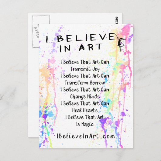 Ik geloof in Art Manifesto Promotion Briefkaart (Voorkant / Achterkant)