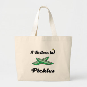 ik geloof in augurken grote tote bag