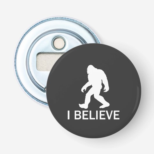 Ik geloof in Bigfoot Button Flesopener (Voorkant)