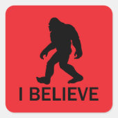 Ik geloof in Bigfoot Vierkante Sticker (Voorkant)