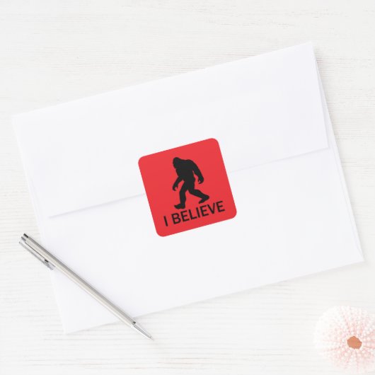 Ik geloof in Bigfoot Vierkante Sticker (Envelop)