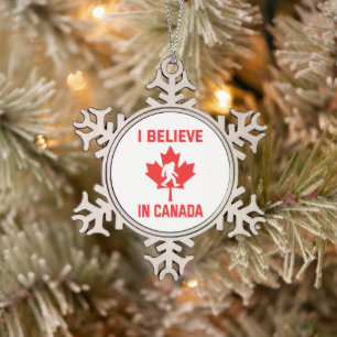 Ik geloof in Canada - grappige voet Tin Sneeuwvlok Ornament