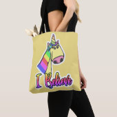 Ik geloof in Cartoon Unicorns Fun Art Design Tote Bag (Dichtbij)