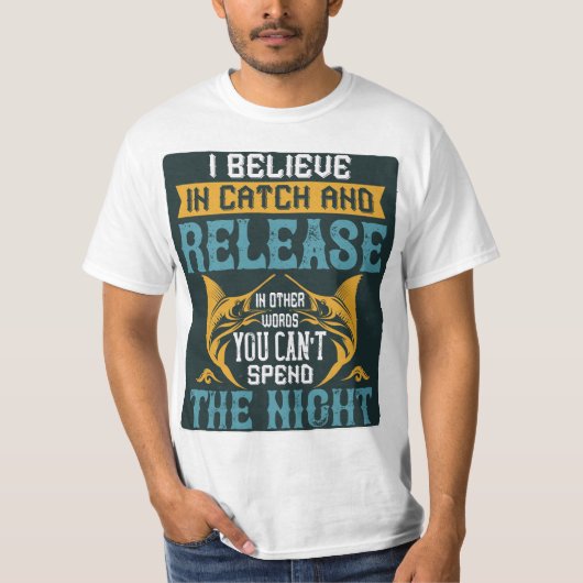 Ik geloof in catch en release white style Mannen T-shirt (Voorkant)