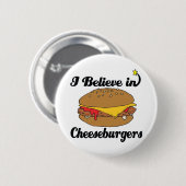 ik geloof in cheeseburgers ronde button 5,7 cm (Voorkant /achterkant)
