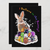Ik geloof in de Bunny. Pasen Bunny Eggs Bedankkaart (Voorkant / Achterkant)