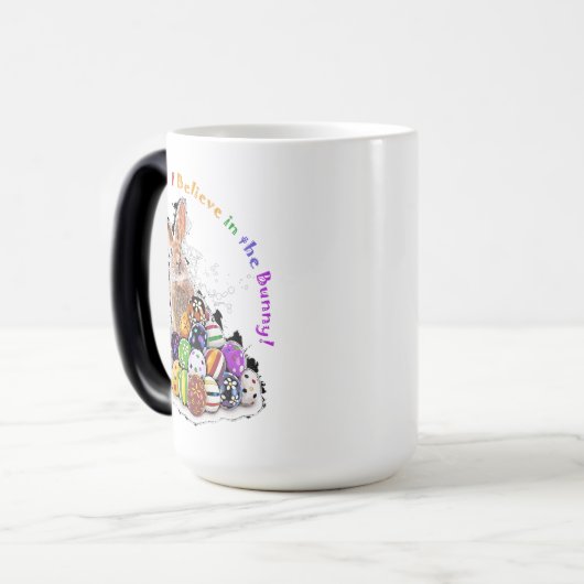 Ik geloof in de Bunny. Pasen Bunny Eggs Magische Mok (Voorkant links)