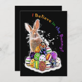 Ik geloof in de Bunny. Pasen Bunny Eggs Notitiekaartje (Voorkant / Achterkant)