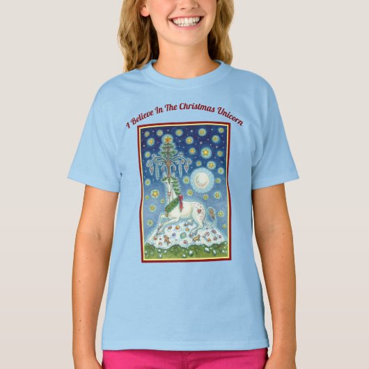 IK GELOOF IN DE CHRISTMAS UNICORN GIRL'S T-SHIRT (Voorkant)